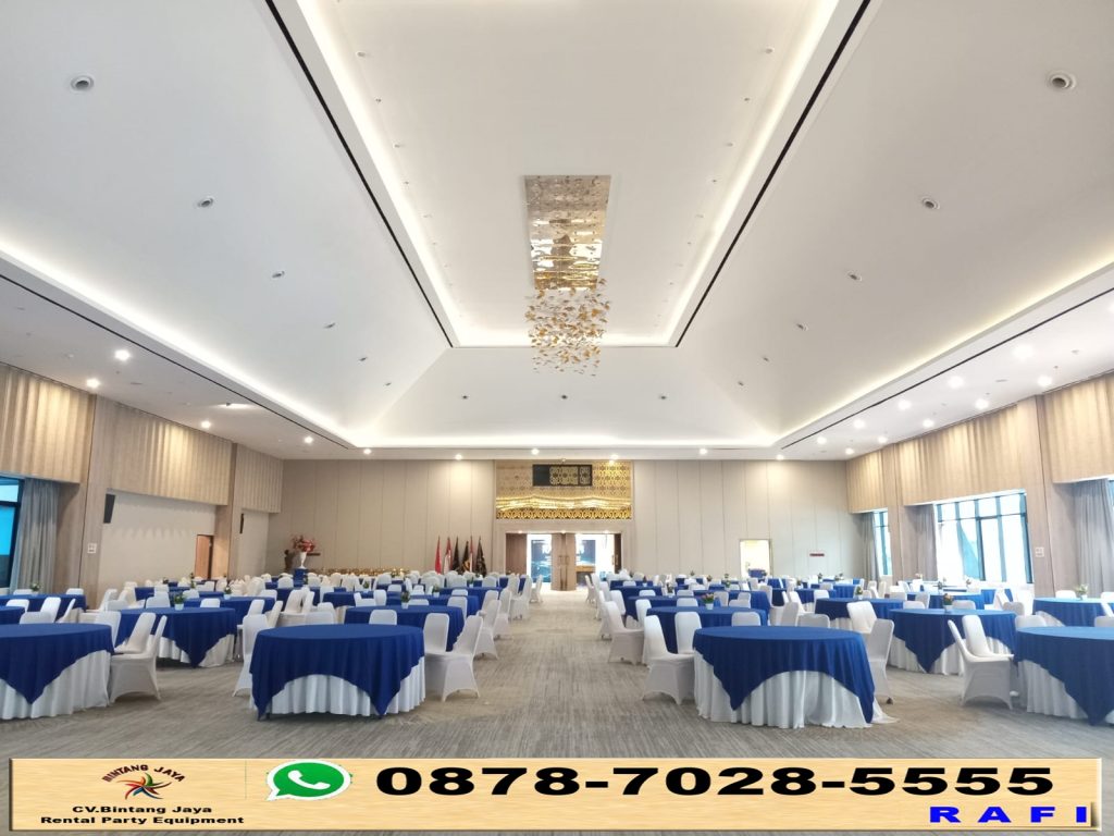 Rental Round Table Dan Meja Kotak Taplak Putih Biru Jakarta