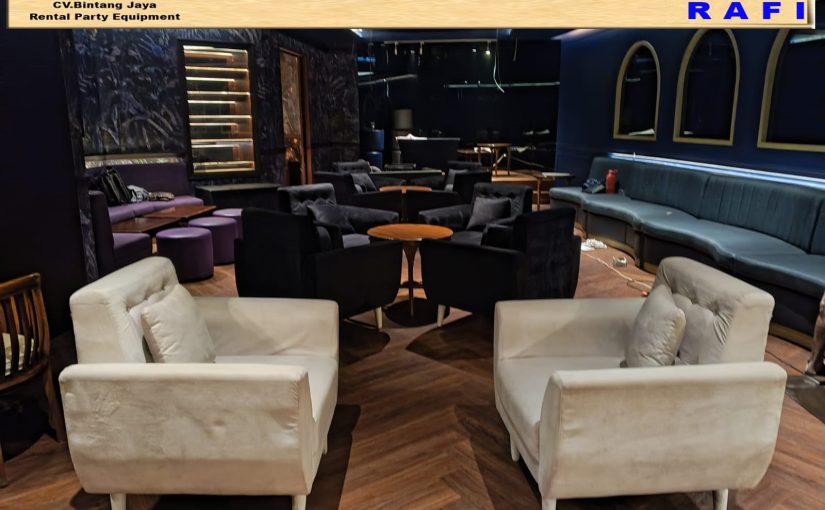 Rental Sofa Kaki Kayu Event Multivision Tower Jakarta