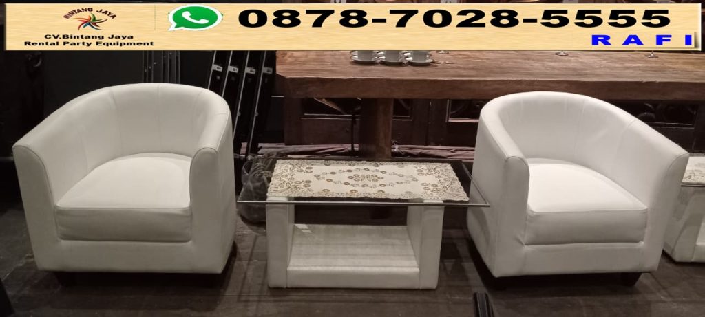 Rental Sofa Oval Dan Barstool Putih Jakarta