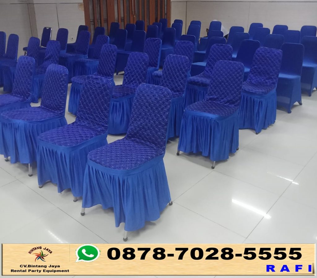 Jasa Sewa Kursi Susun Cover Rumbai Biru Jakarta