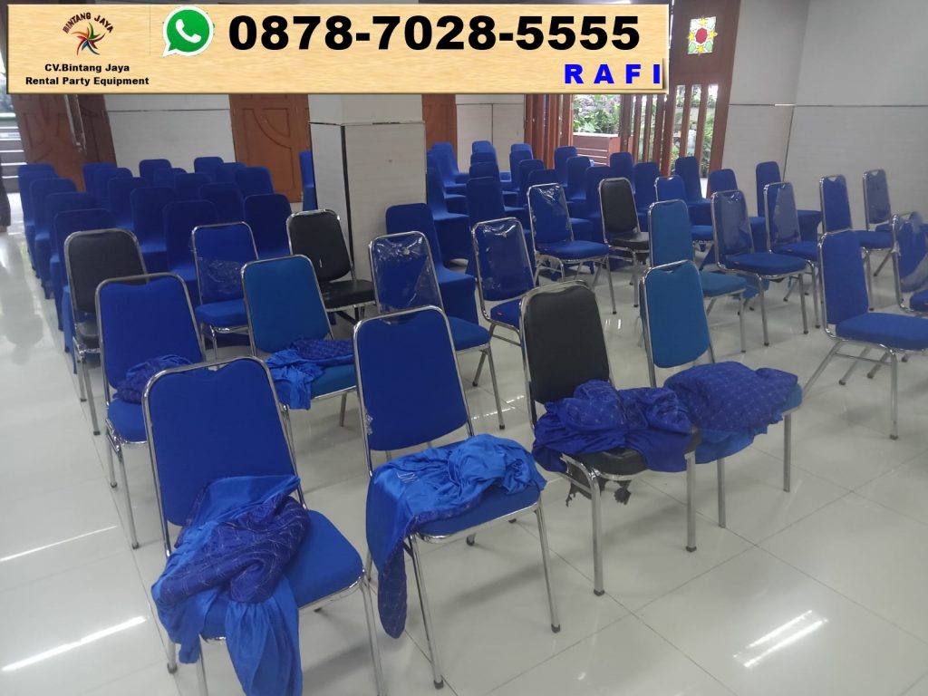 Jasa Sewa Kursi Susun Cover Rumbai Biru Jakarta