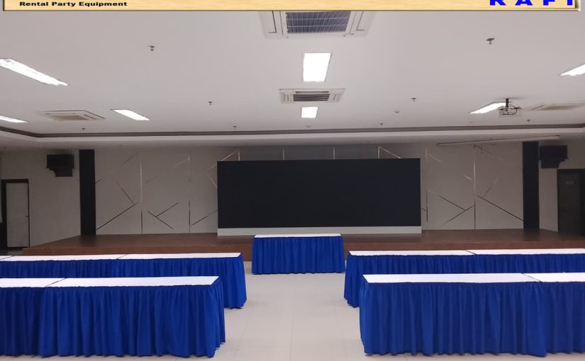 Sewa Meja IBM Cover Biru Putih Event Polres Bekasi