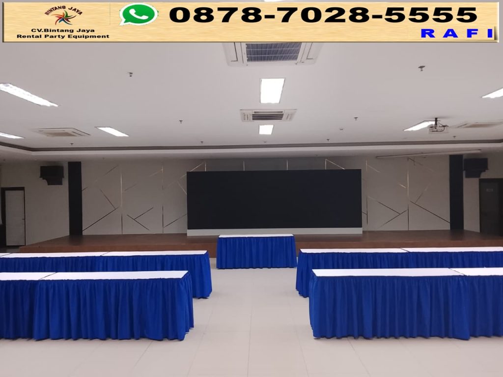 Sewa Meja IBM Cover Biru Putih Event Polres Bekasi