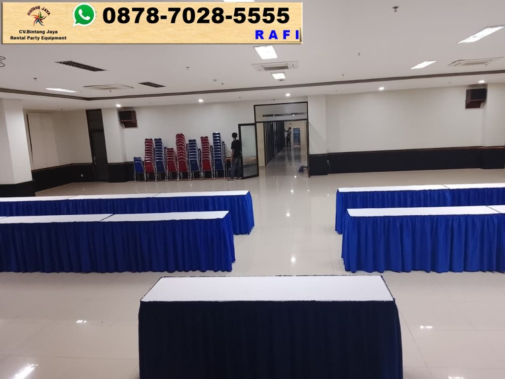 Sewa Meja IBM Cover Biru Putih Event Polres Bekasi