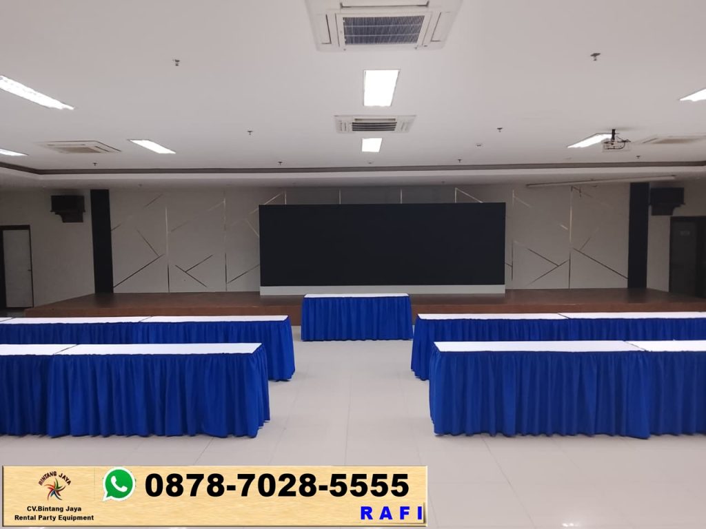 Sewa Meja IBM Cover Biru Putih Event Polres Bekasi