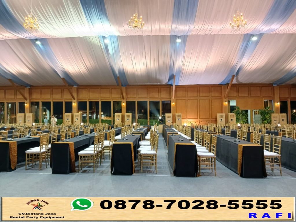 Sewa Meja Runner Batik Dan Kursi Tiffany VIP Gold Jakarta