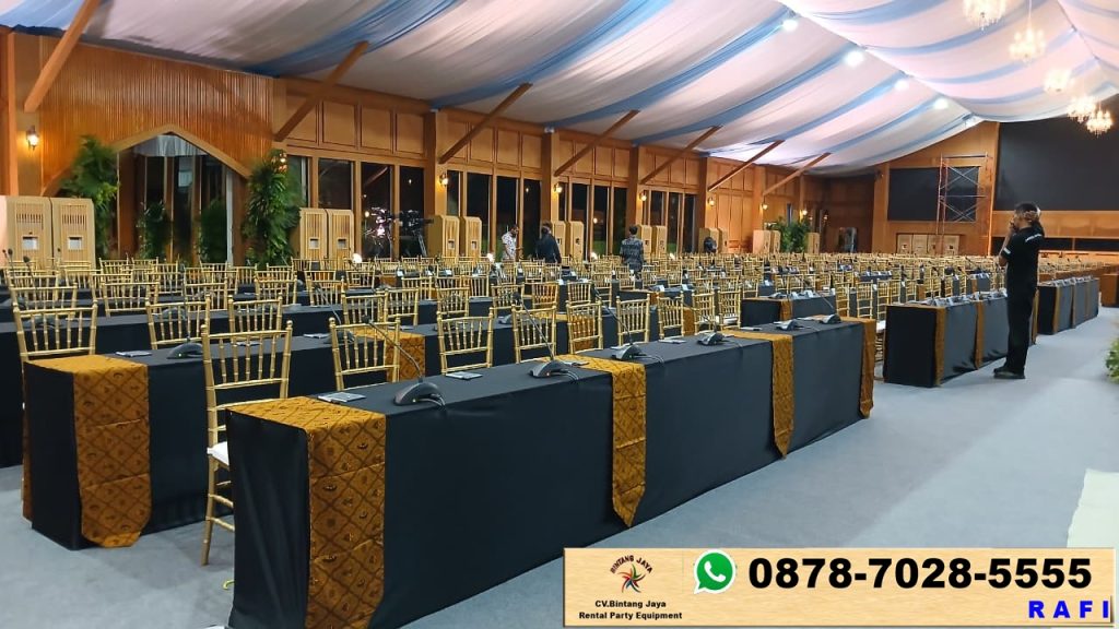 Sewa Meja Runner Batik Dan Kursi Tiffany VIP Gold Jakarta