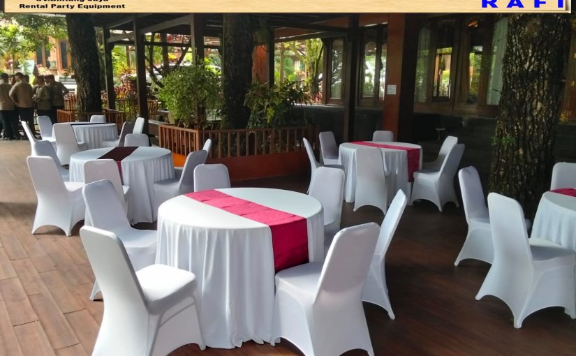 Sewa Kursi event Sarung Kursi Putih Dan Meja Bundar Hambalang