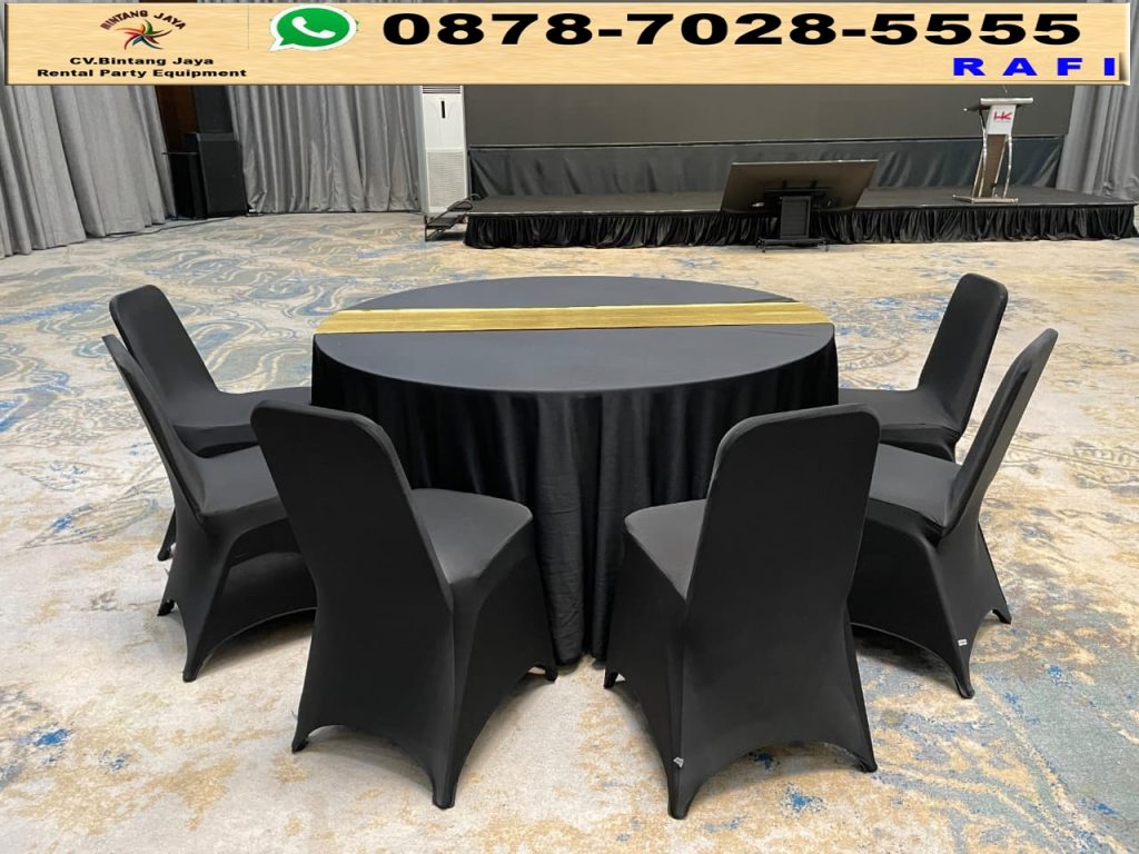 Jasa Sewa Round Table 180cm Taplak Hitam Depok