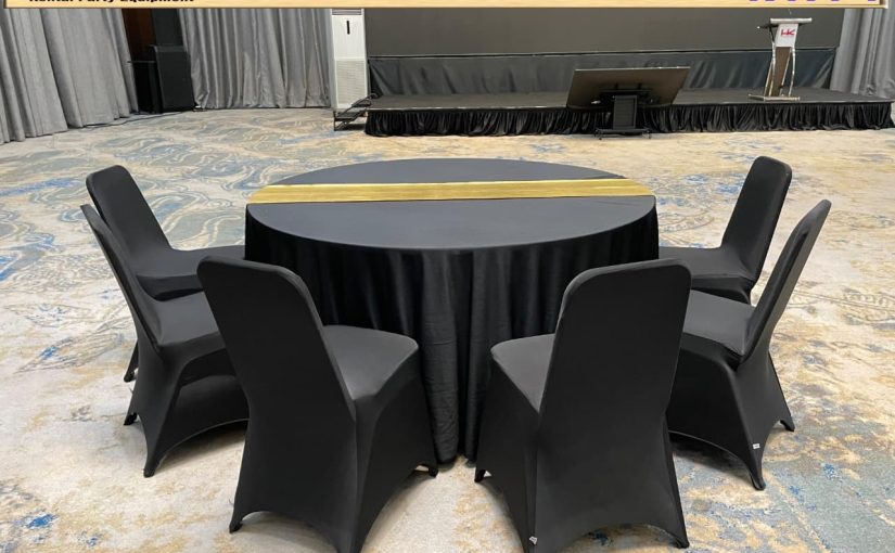 Jasa Sewa Round Table 180cm Taplak Hitam Depok