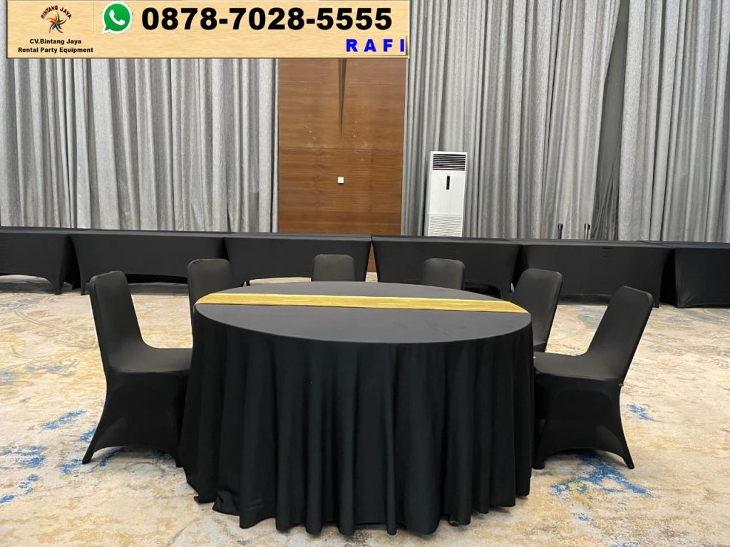 Jasa Sewa Round Table 180cm Taplak Hitam Depok