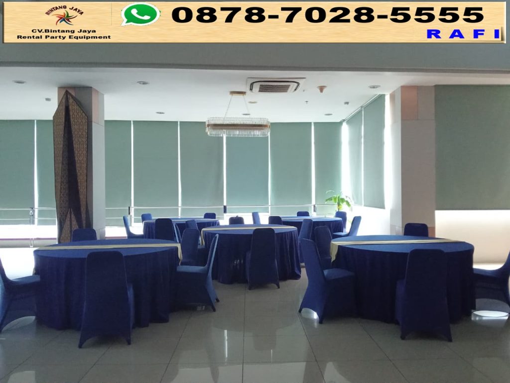 Sewa Meja Kursi Cover Biru Jakarta