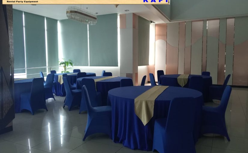 Sewa Meja Kursi Cover Biru Jakarta