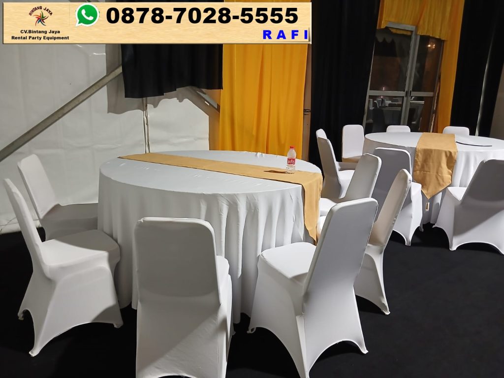 Sewa Meja, Kursi Dan Tenda Serut Gold Hitam Event Parkir Timur Senayan Jakpus