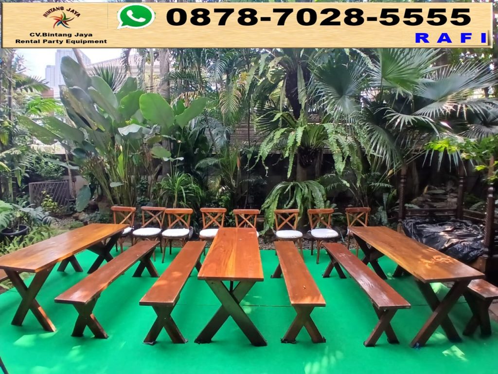 Rental Bangku Meja Taman, Kursi Cross Back Dan Meja Jakarta