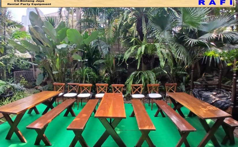 Rental Bangku Meja Taman, Kursi Cross Back Dan Meja Jakarta