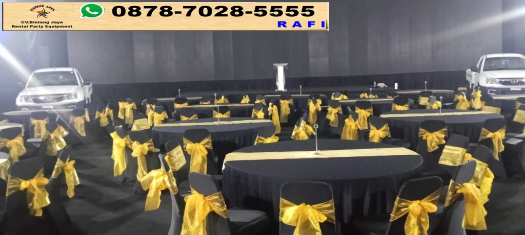 Sewa Meja Runer Gold Dan Kursi Pita Gold Event Dome Park Senayan