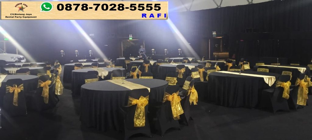 Sewa Meja Runer Gold Dan Kursi Pita Gold Event Dome Park Senayan