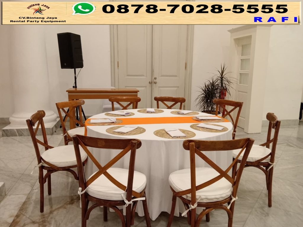 Sewa Round table Dan Kursi Silang Kayu Jakarta
