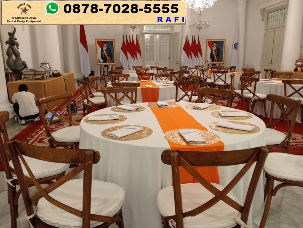 Sewa Round table Dan Kursi Silang Kayu Jakarta