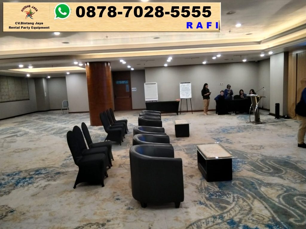 Sewa Sofa oval Warna Hitam Event Hk Tower Jakarta