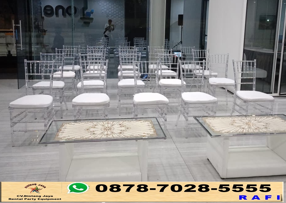 Rental Kursi Tiffany Serta Meja VIP Kaca Putih Jakarta