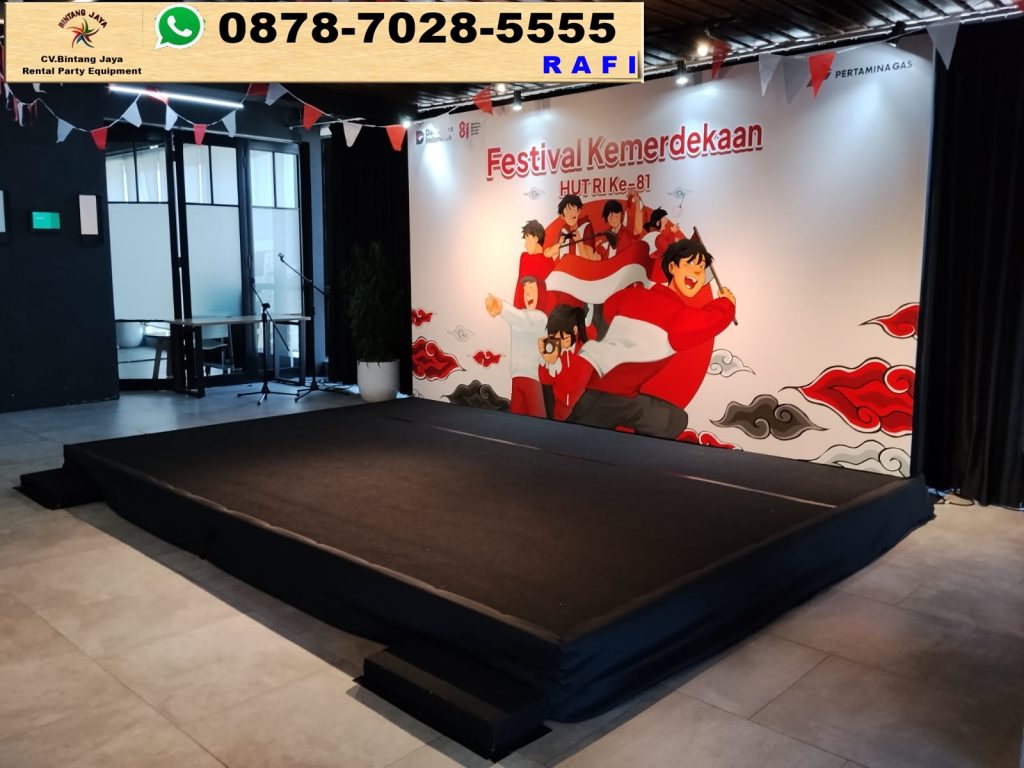 Sewa Panggung Cover Karpet Hitam Event PERTAMINA Jakarta