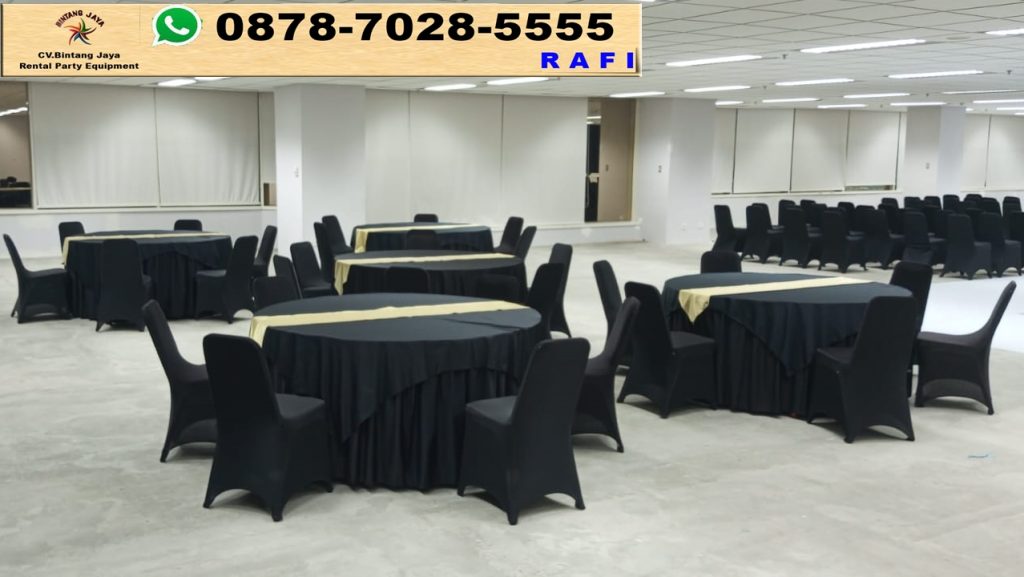 Sewa Sarung Kursi & Taplak Meja hitam Event Tower Monas Jakarta