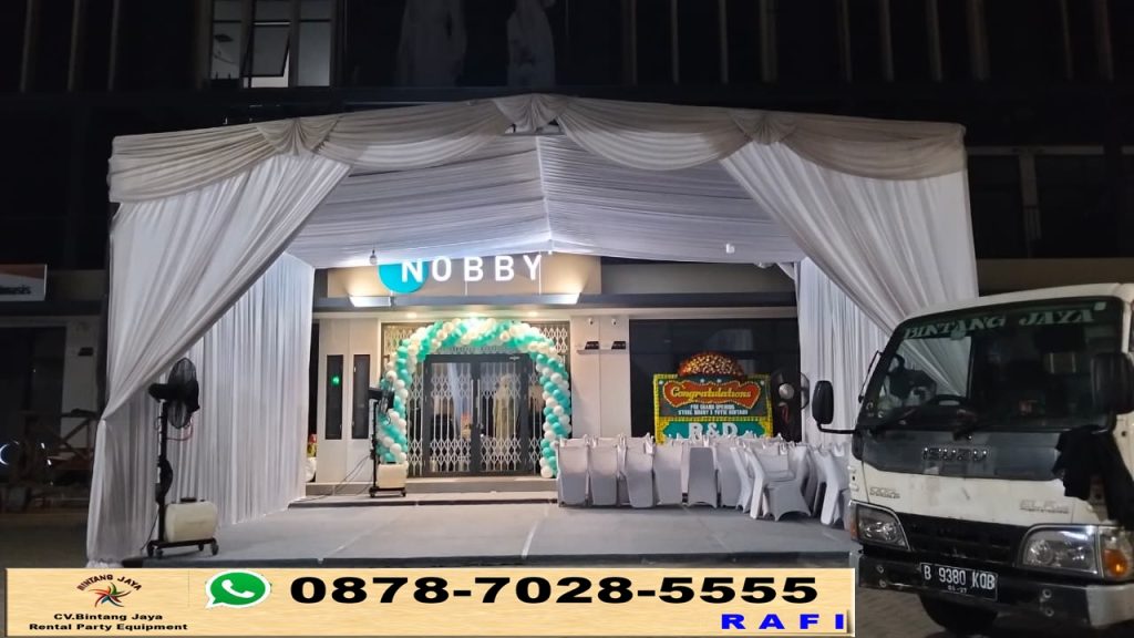Sewa Tenda Hanggar Dekor Serut Putih Bintaro JakSel 0878-7028-5555